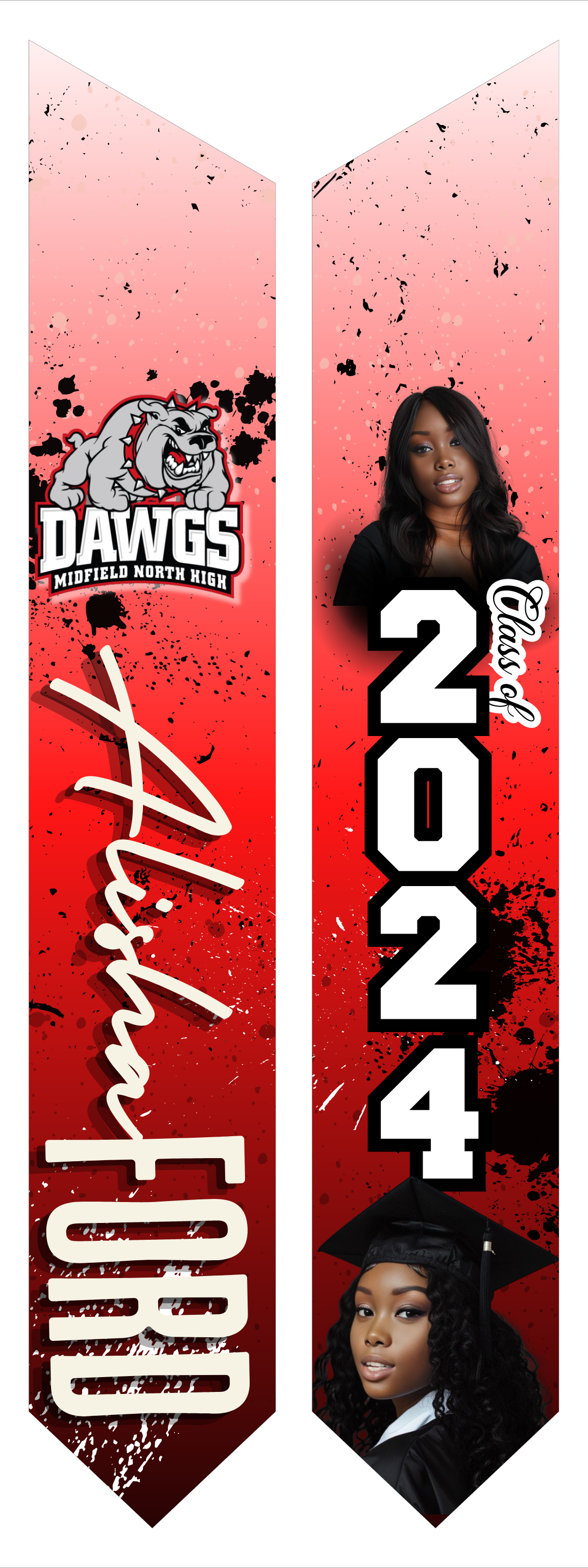 Single Red Editable Digital Stole Design