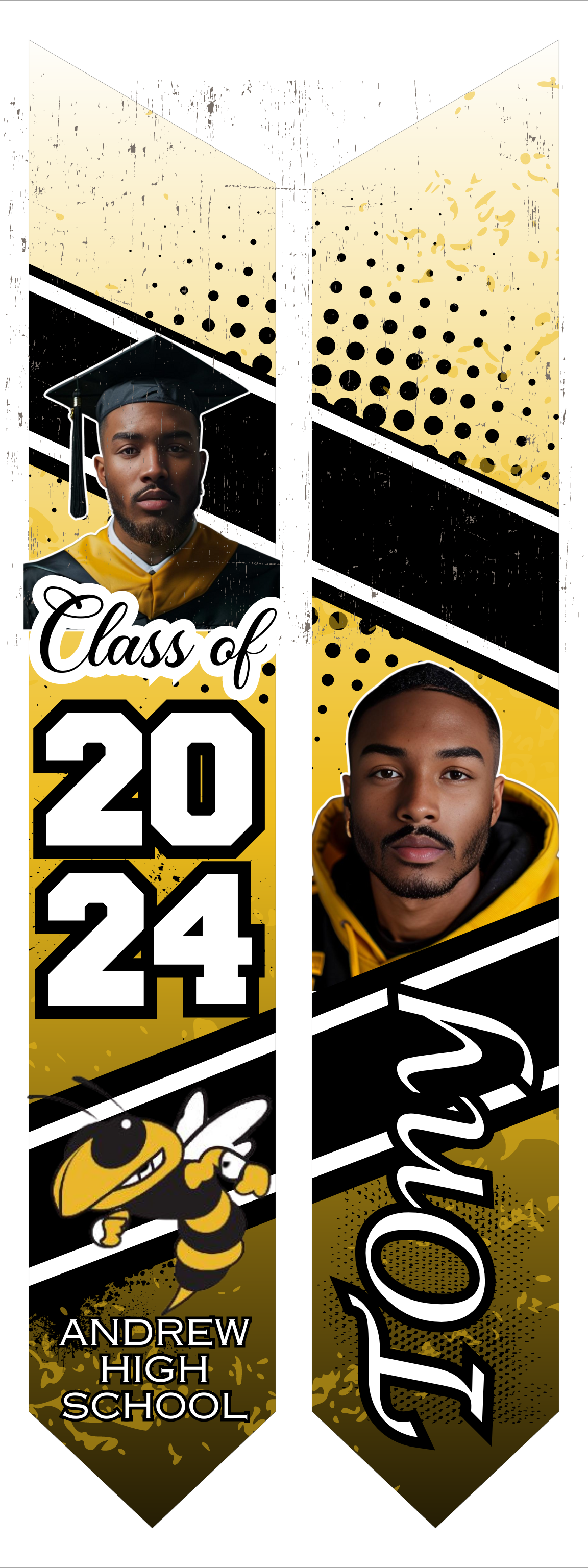 Single Yellow Editable Digital Stole Design