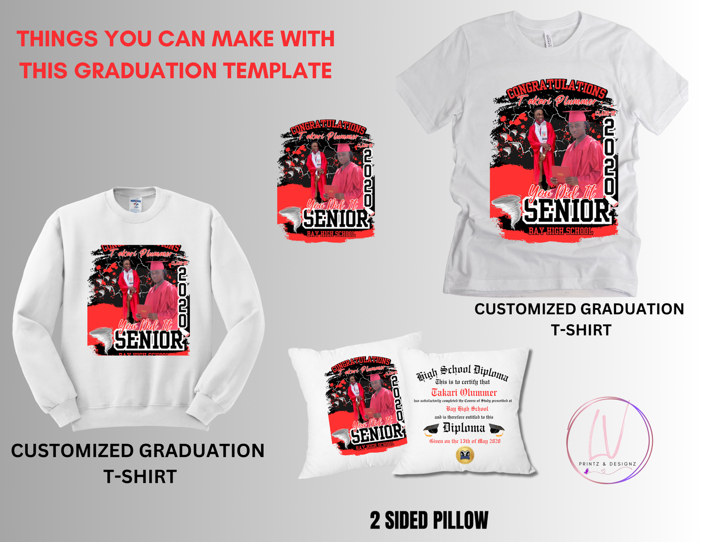 Single Red, and Black Congratulations, You Did It Graduation Editable Digital Design